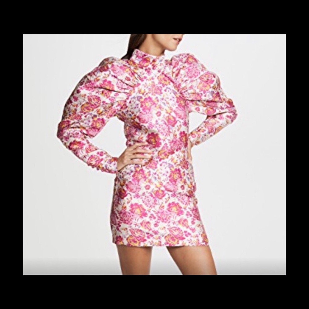SOLD!! ROTATE Birger Christensen Kim Brocade Floral Pink and White Dress